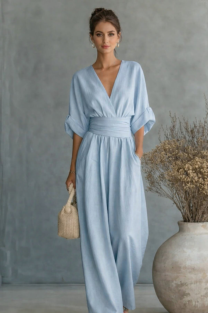 Jumpsuit Women Wide Leg Draped V-Neck – Party
