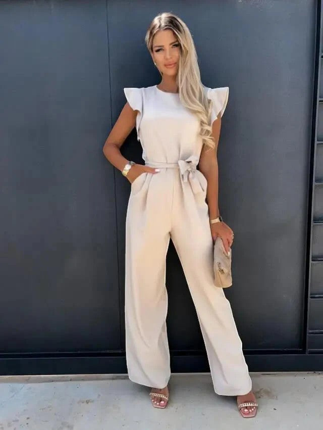 Jumpsuit Women Wide Leg Tie Waist – Summer