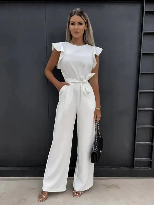 Jumpsuit Women Wide Leg Tie Waist – Summer