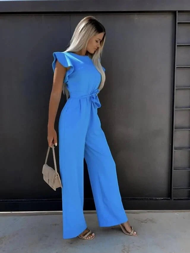 Jumpsuit Women Wide Leg Tie Waist – Summer