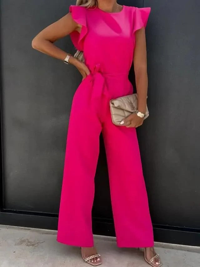 Jumpsuit Women Wide Leg Tie Waist – Summer
