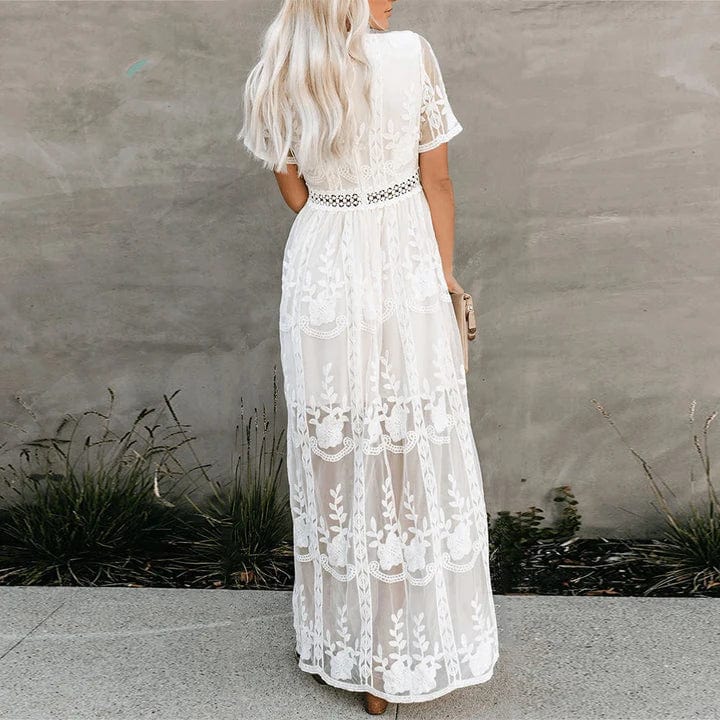 Dress Women A-Line Maxi Lace Sleeveless – Summer