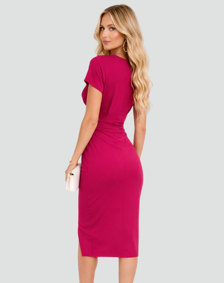Dress Women Midi Wrap Neckline Split – Party