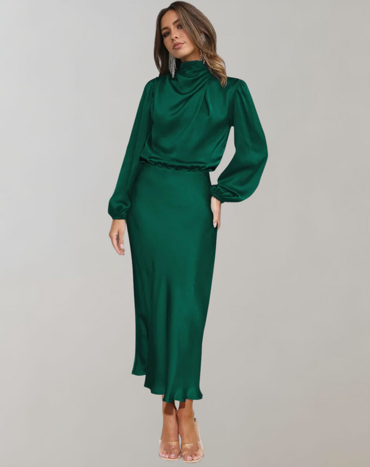 Dress Women Satin Long Sleeve – Wedding