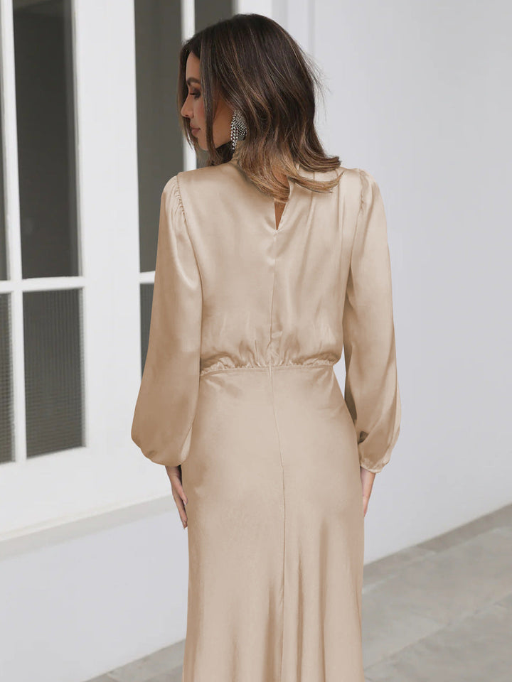 Dress Women Satin Long Sleeve – Wedding