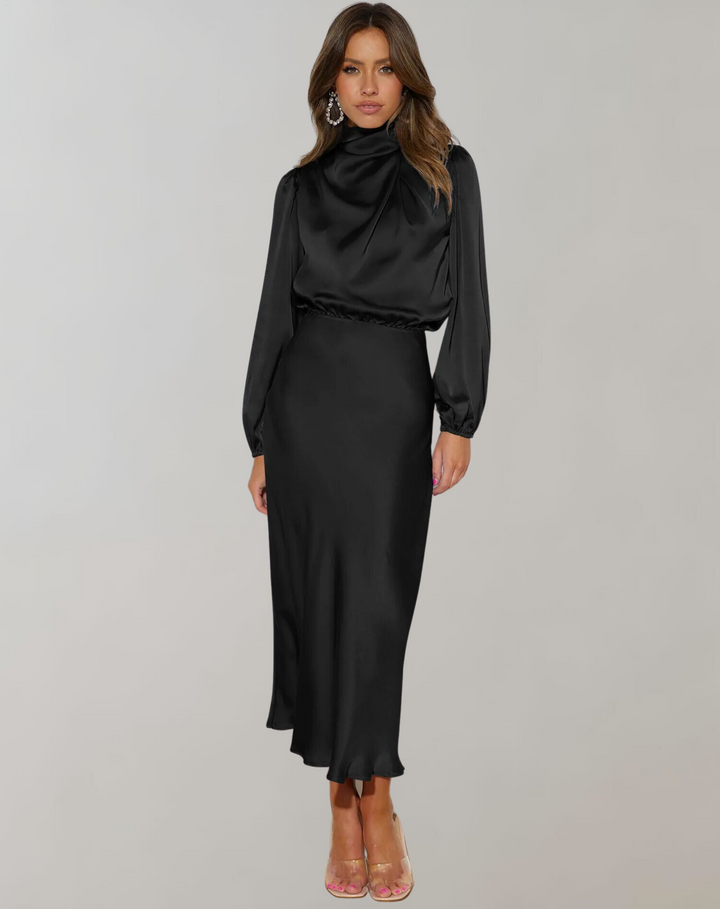 Dress Women Satin Long Sleeve – Wedding