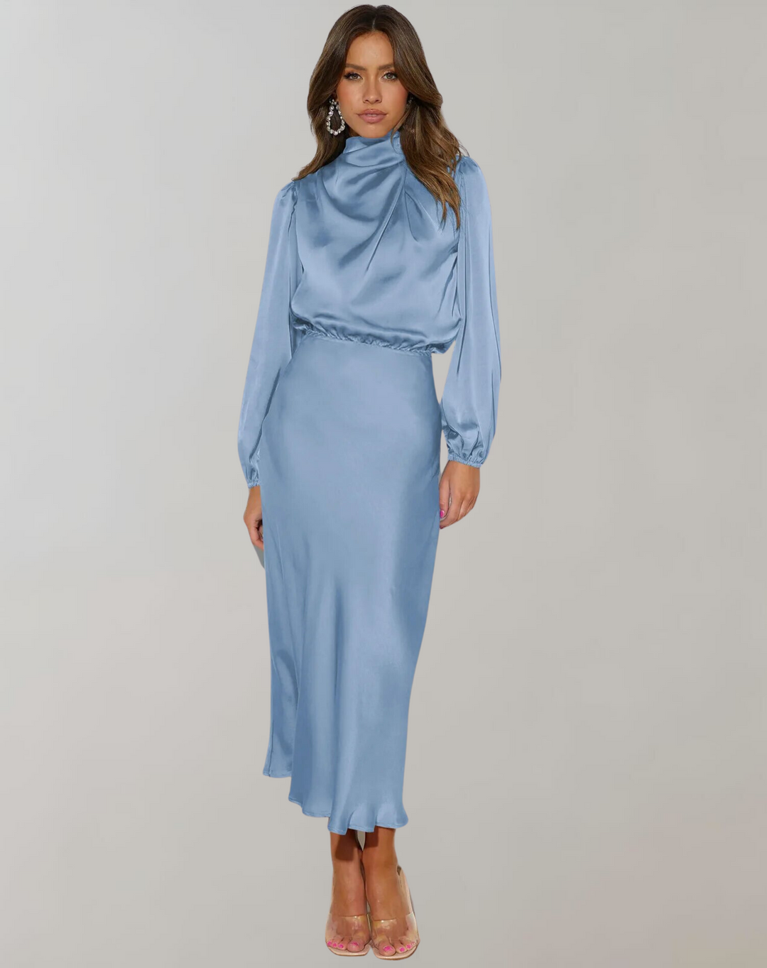 Dress Women Satin Long Sleeve – Wedding