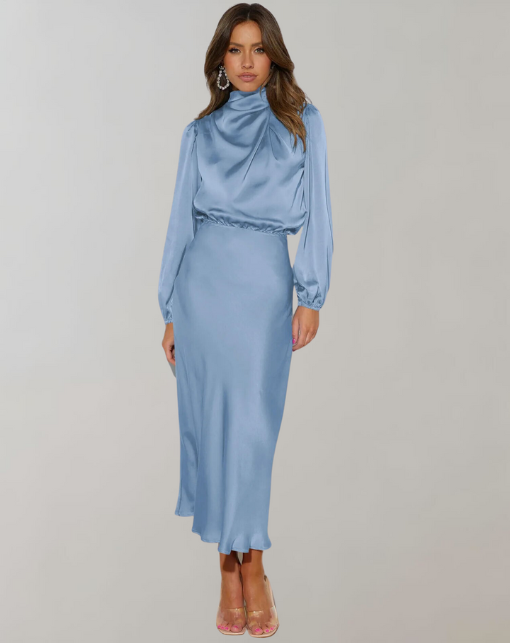 Dress Women Satin Long Sleeve – Wedding