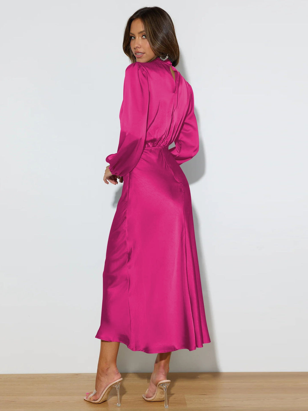 Dress Women Satin Long Sleeve – Wedding