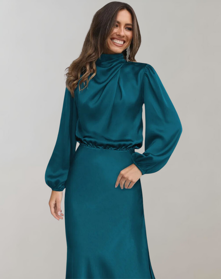 Dress Women Satin Long Sleeve – Wedding