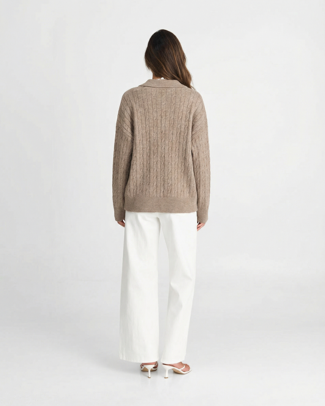 Jumper Women V-Neck Cable Knit – Casual