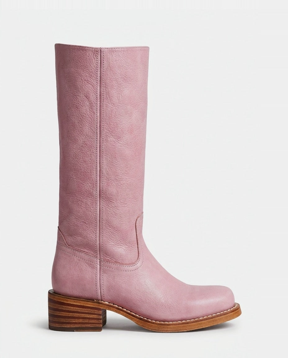 Boots Women Knee-High Low Block Heel – Casual