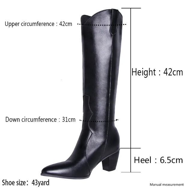 Boots Women Knee-High Pointed Toe Block Heel – Winter