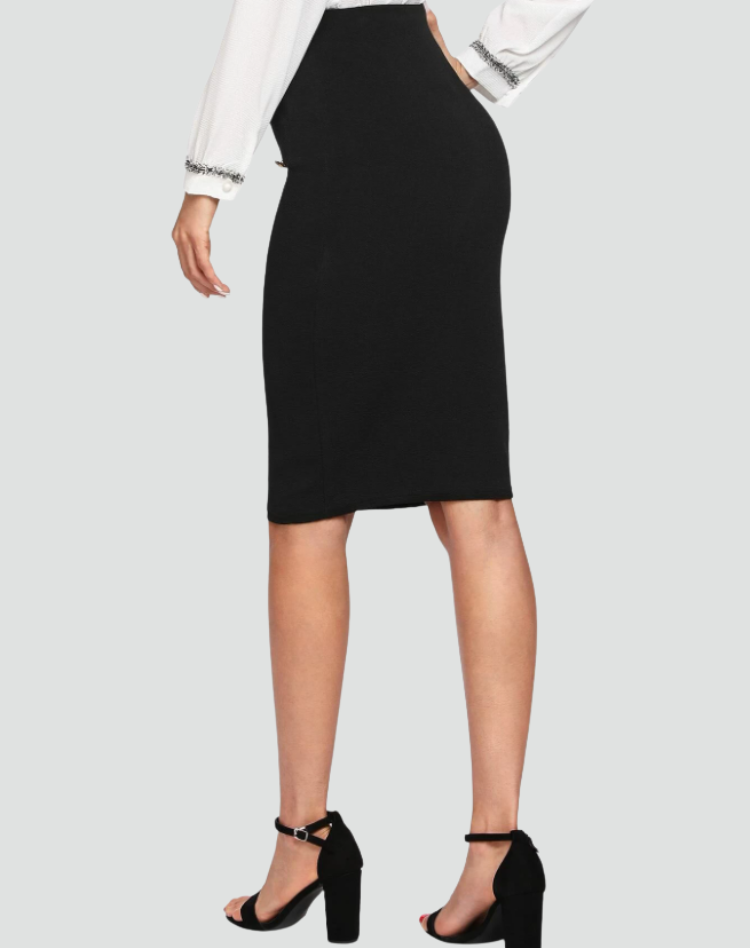 Skirt Women Midi High Waist Metal Buttons – Office