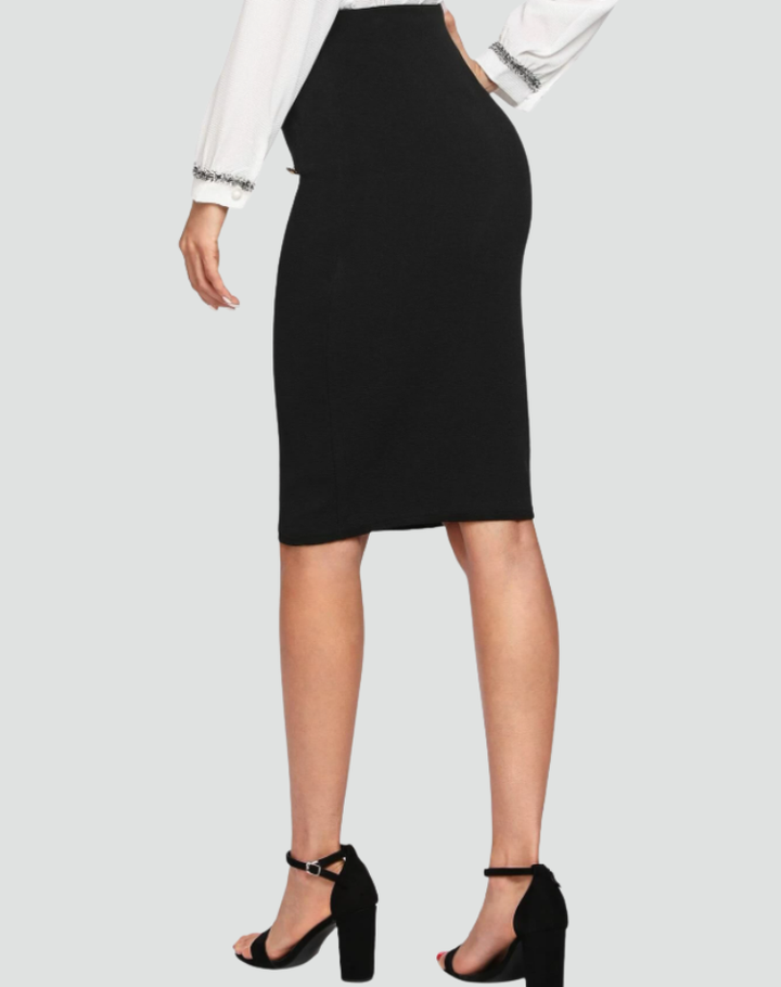 Skirt Women Midi High Waist Metal Buttons – Office