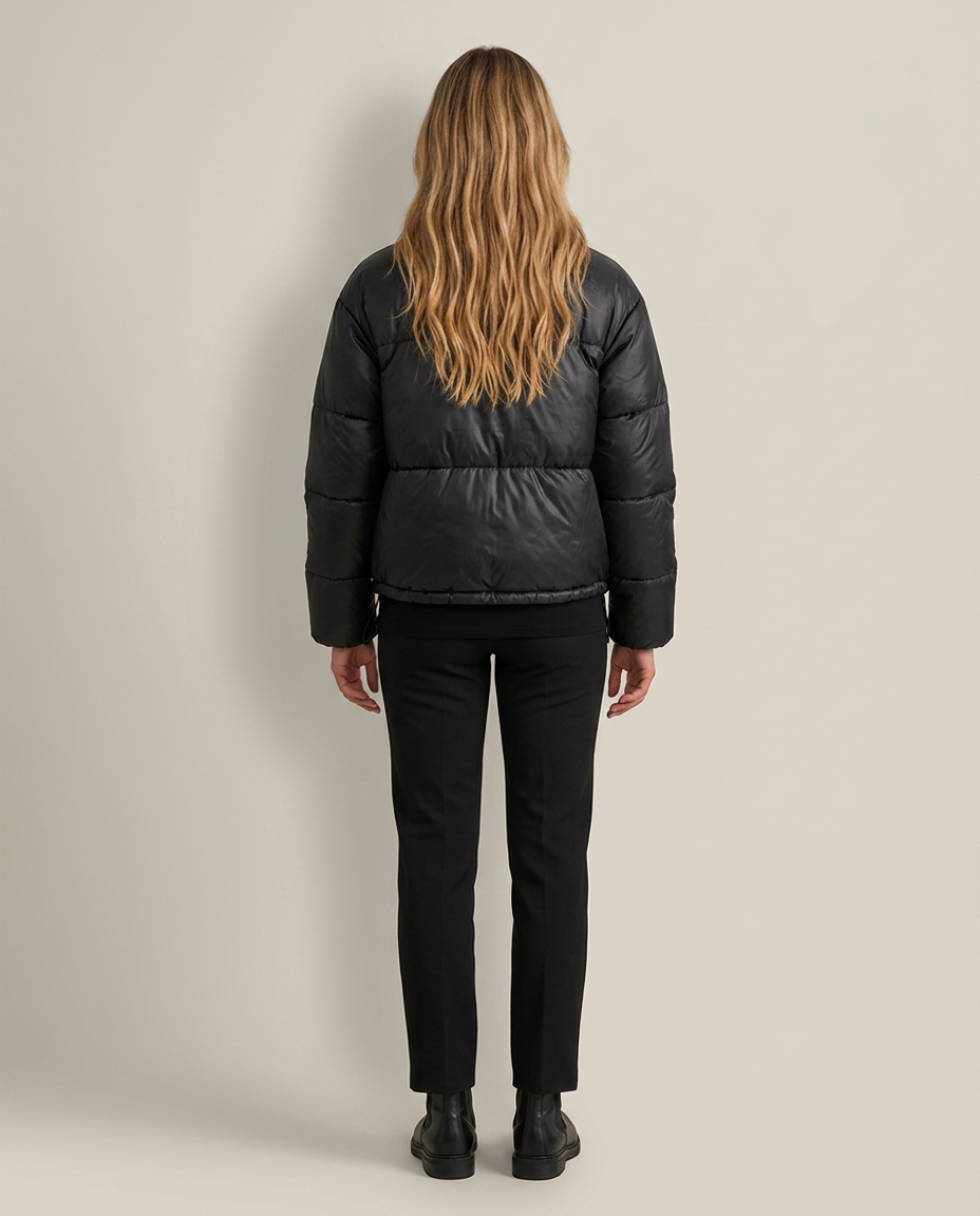Jacket Women Short Puffer High Collar – Winter