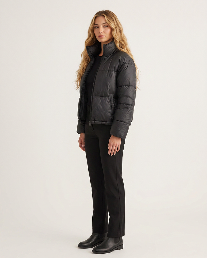 Jacket Women Short Puffer High Collar – Winter