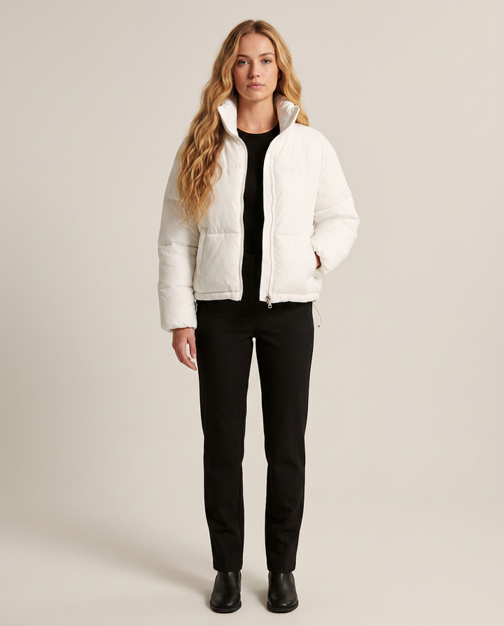 Jacket Women Short Puffer High Collar – Winter