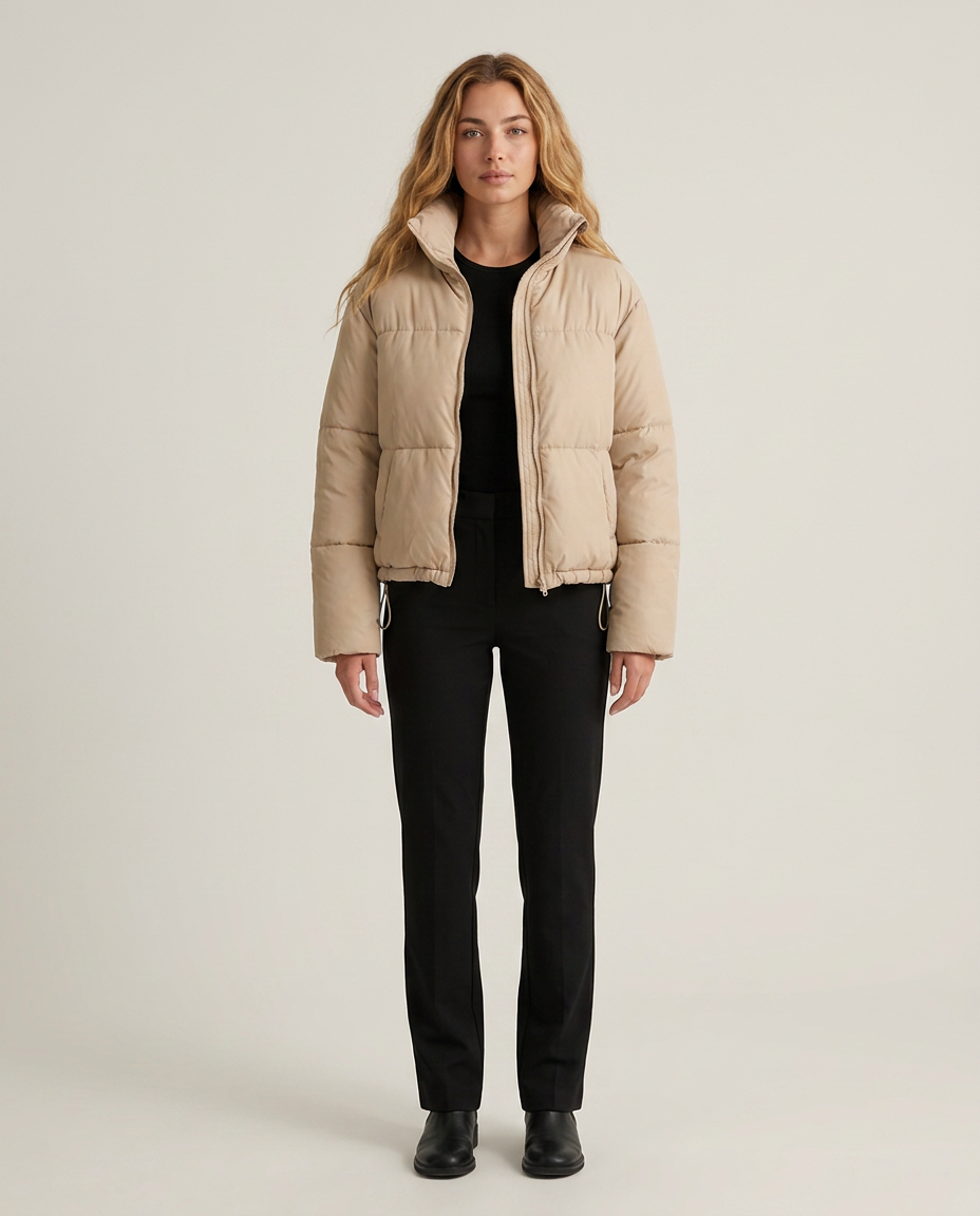 Jacket Women Short Puffer High Collar – Winter