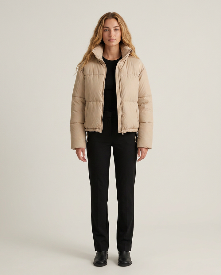 Jacket Women Short Puffer High Collar – Winter