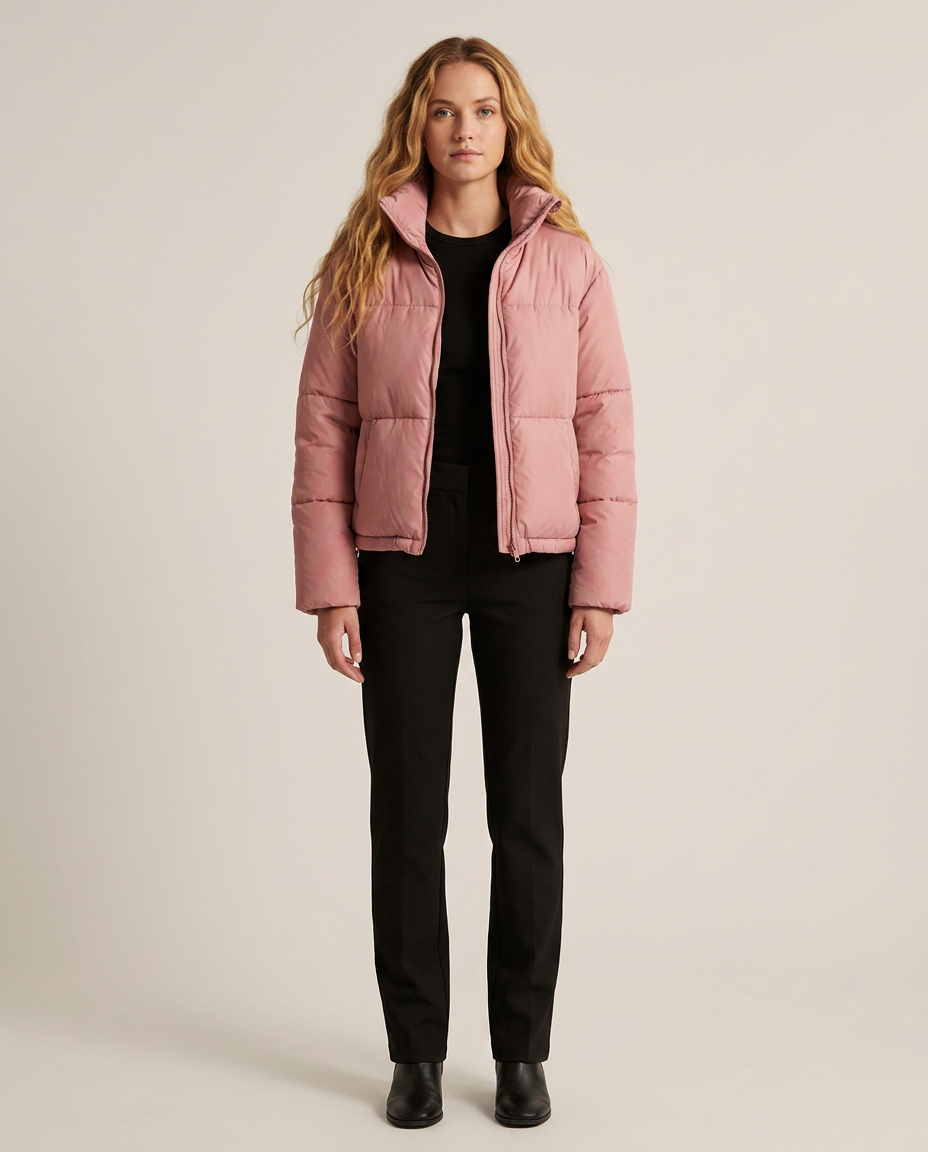 Jacket Women Short Puffer High Collar – Winter