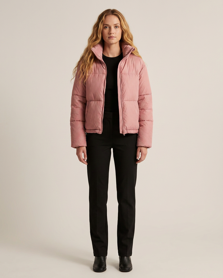 Jacket Women Short Puffer High Collar – Winter