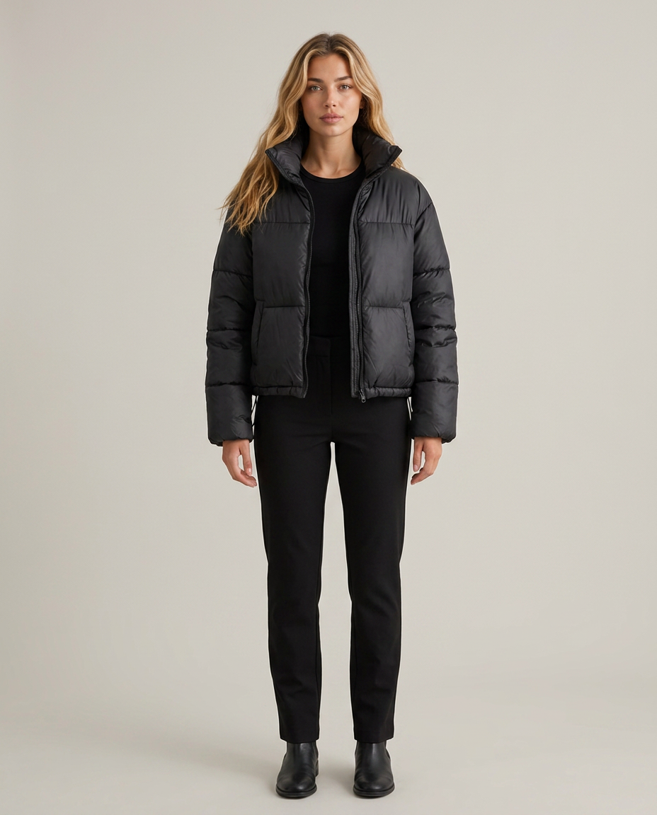 Jacket Women Short Puffer High Collar – Winter