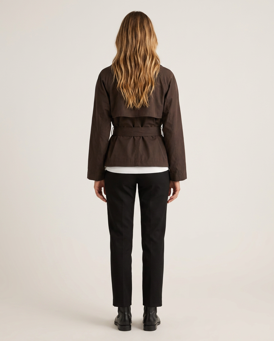 Coat Women Short Belted Casual – Casual