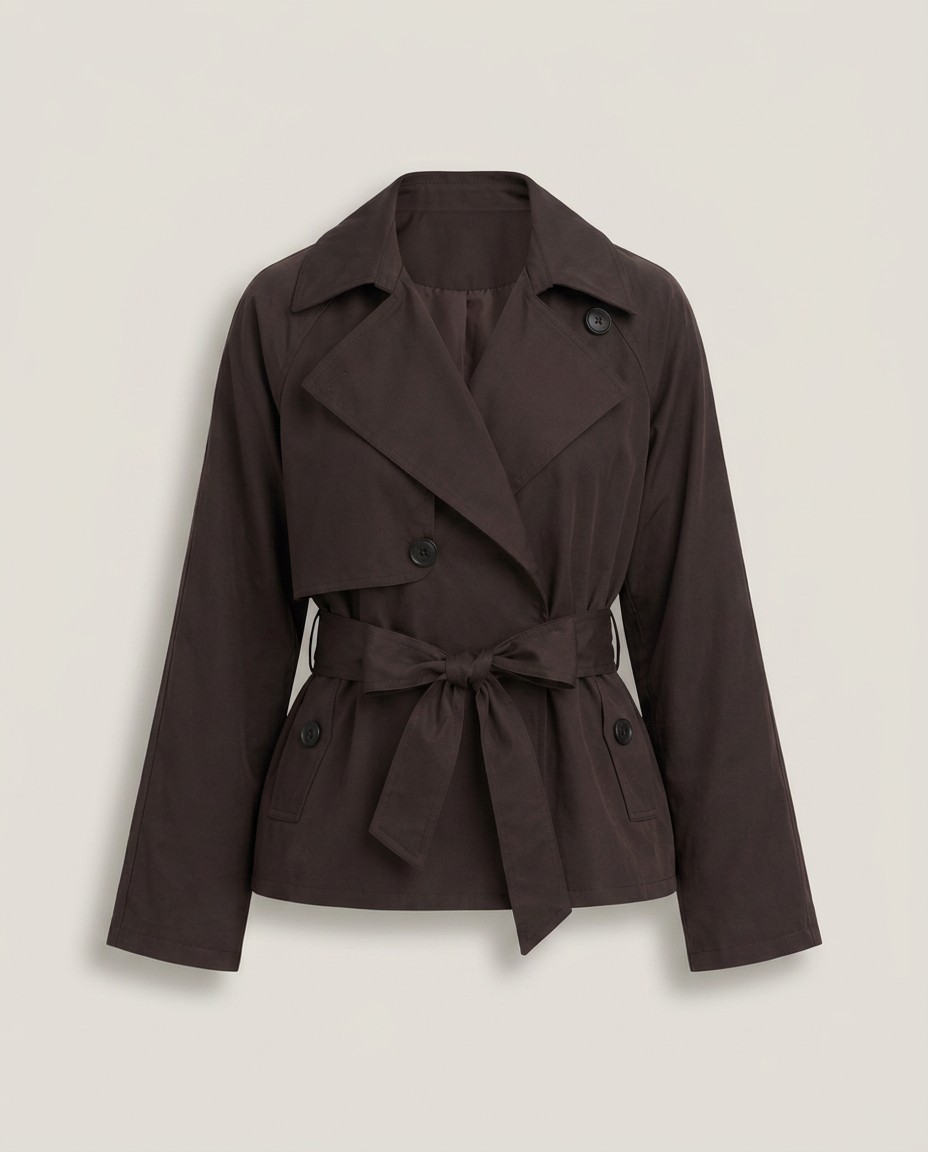 Coat Women Short Belted Casual – Casual