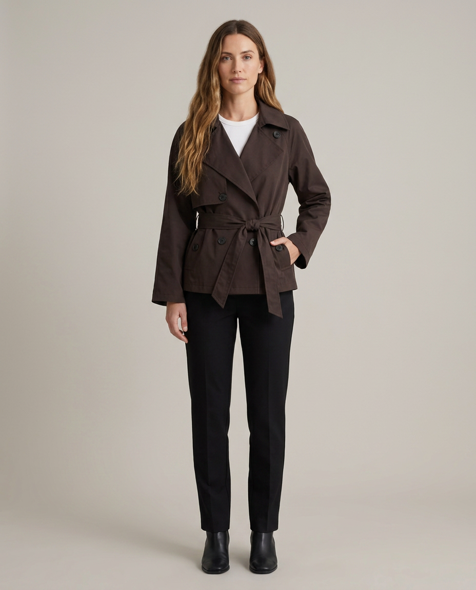 Coat Women Short Belted Casual – Casual