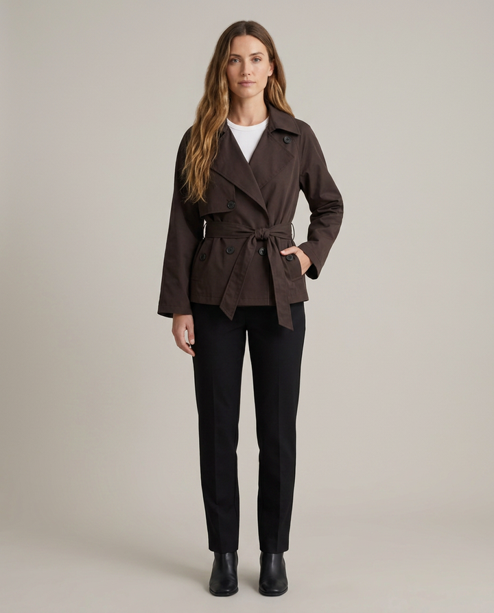 Coat Women Short Belted Casual – Casual