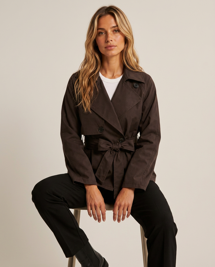Coat Women Short Belted Casual – Casual