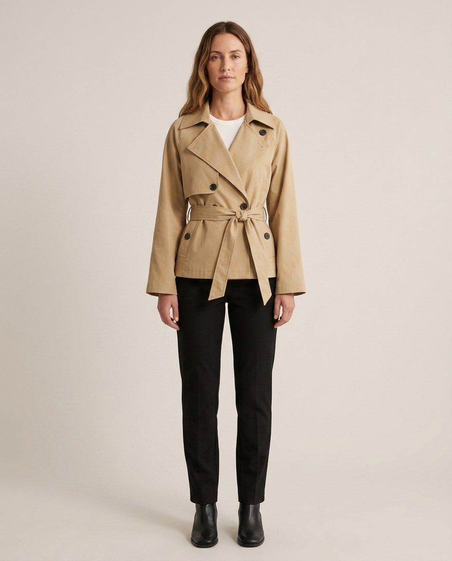 Coat Women Short Belted Casual – Casual