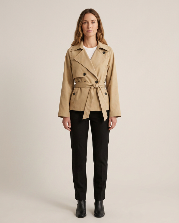 Coat Women Short Belted Casual – Casual