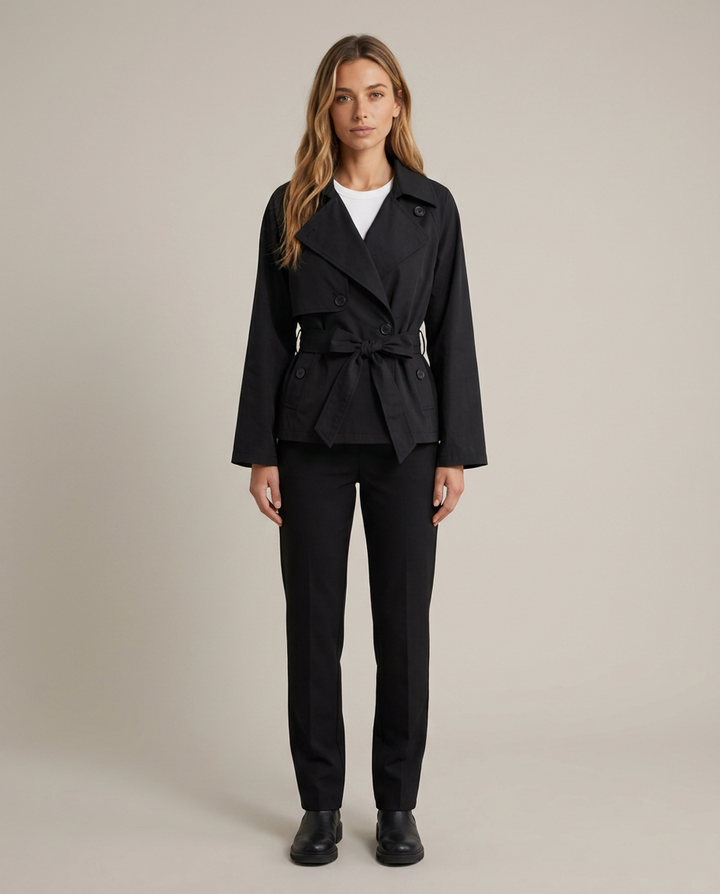 Coat Women Short Belted Casual – Casual