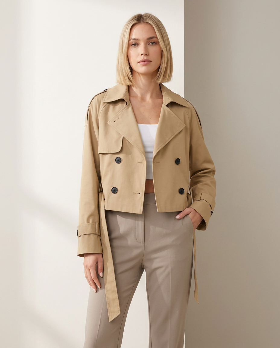 Coat Women Short Casual with Storm Flap – Casual