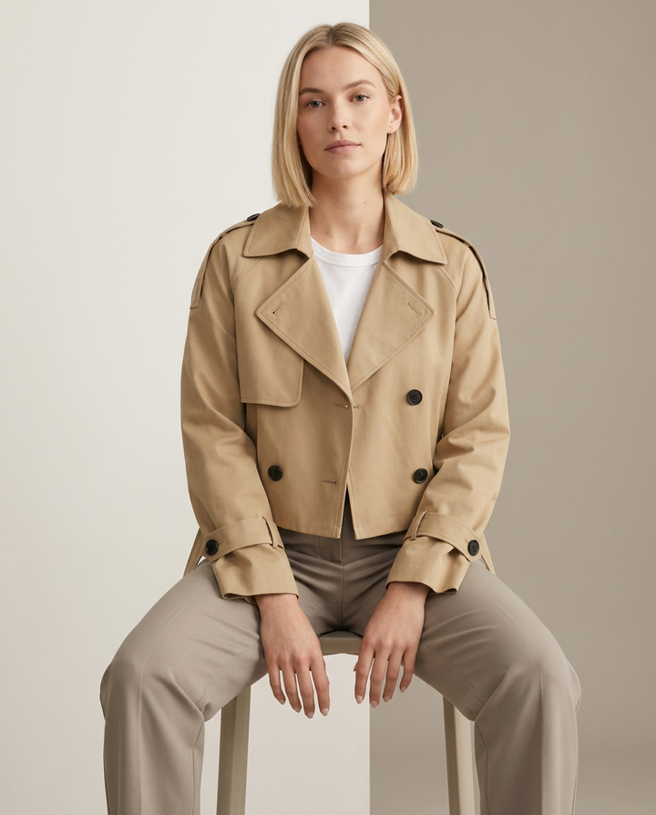 Coat Women Short Casual with Storm Flap – Casual