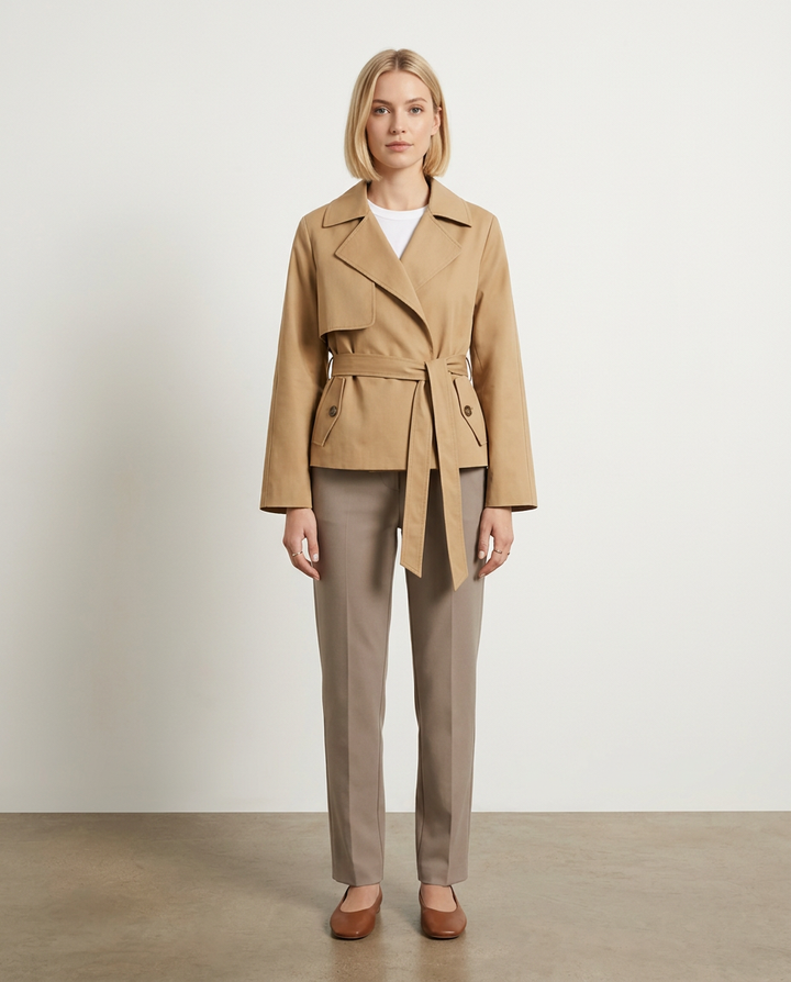 Coat Women Short Casual with Storm Flap – Casual