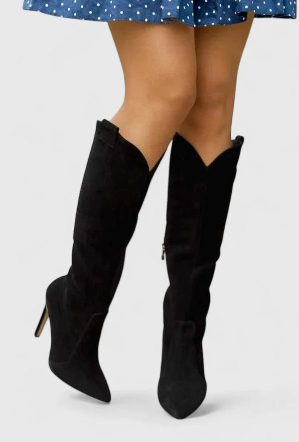 Boots Women Knee-High Pointed Toe Side Zip Heel – Office