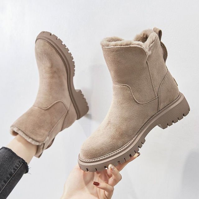Boots Women Warm Lined Suede Look – Winter