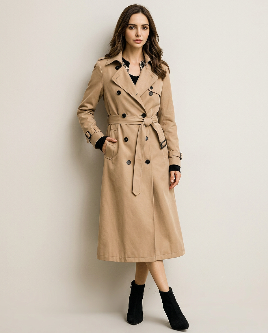 Coat Women Long Belted Casual – Casual