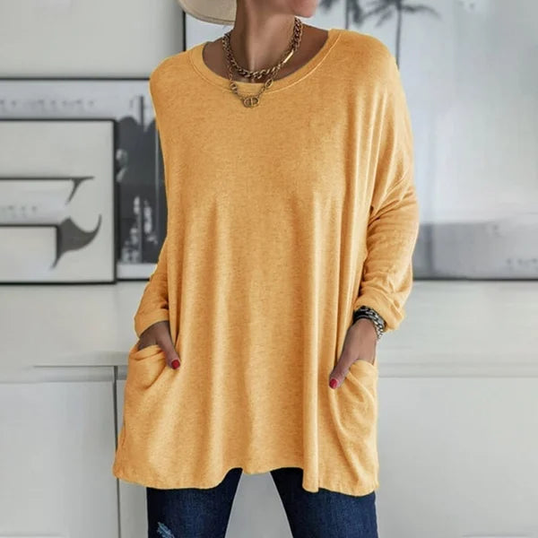 Top Women Loose Fit Long Sleeve Cotton – Casual