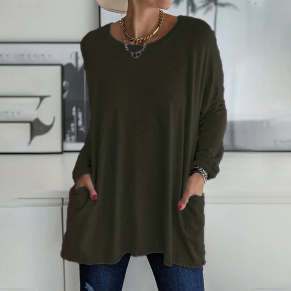 Top Women Loose Fit Long Sleeve Cotton – Casual