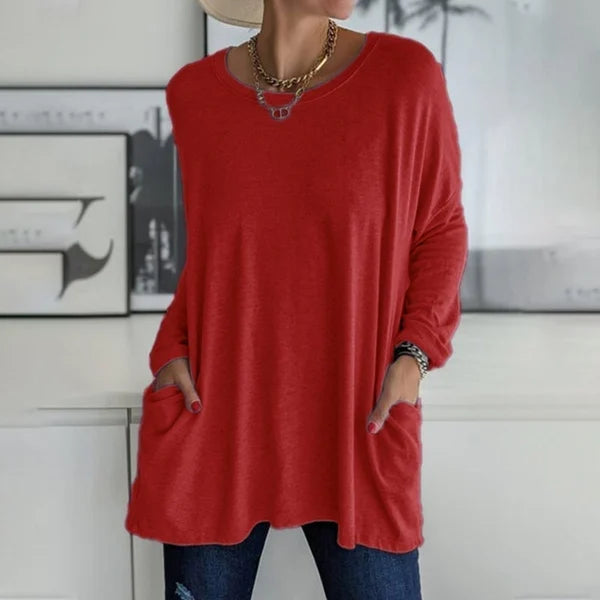 Top Women Loose Fit Long Sleeve Cotton – Casual