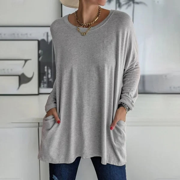 Top Women Loose Fit Long Sleeve Cotton – Casual