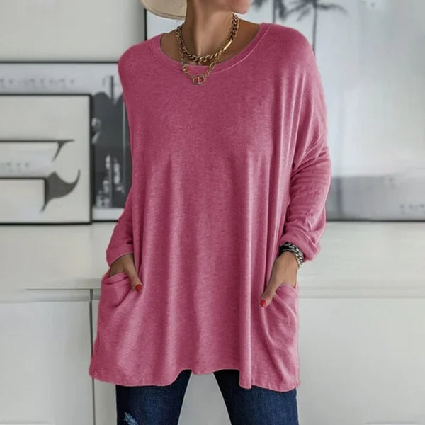 Top Women Loose Fit Long Sleeve Cotton – Casual