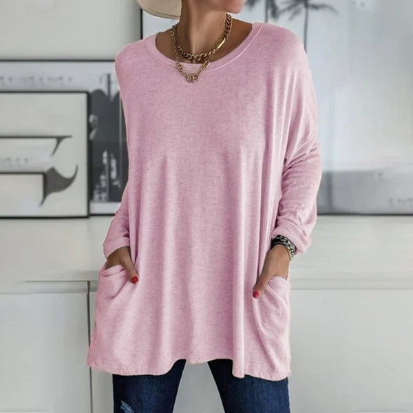Top Women Loose Fit Long Sleeve Cotton – Casual