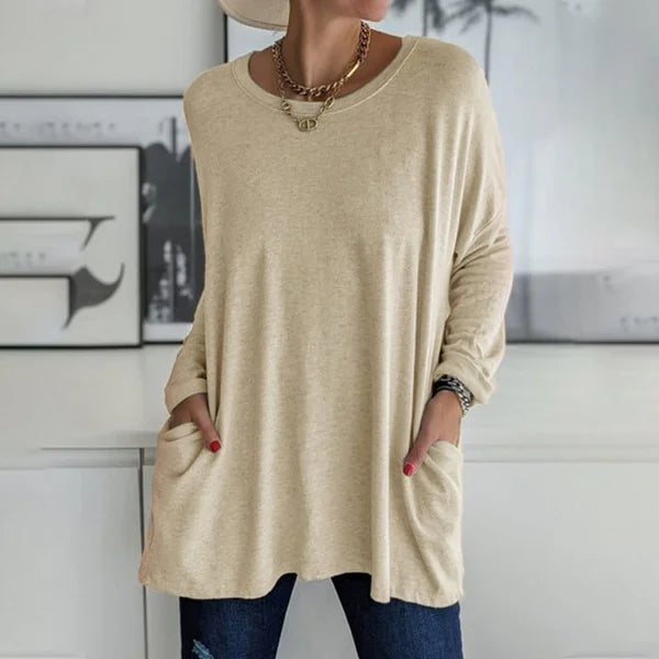 Top Women Loose Fit Long Sleeve Cotton – Casual