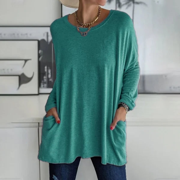 Top Women Loose Fit Long Sleeve Cotton – Casual
