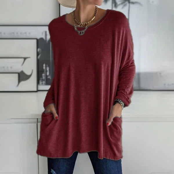 Top Women Loose Fit Long Sleeve Cotton – Casual